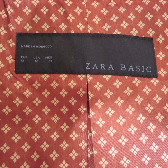 Women Medium Brown Wool Blend Coat Zara Basic Short Structured Invert Box Pleats - Picture 13 of 16